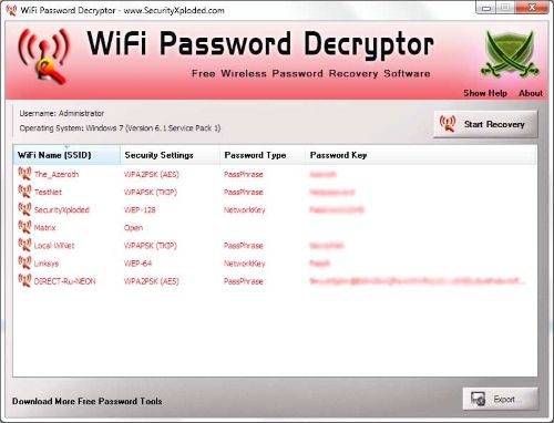 узнаем пароль wi-fi с помощью программы WiFi Password Decryptor