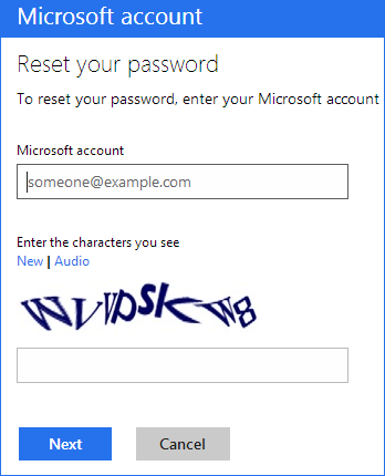 Сброс пароля учетной записи Microsoft
