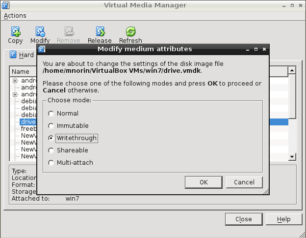 Использование физического диска в VirtualBox